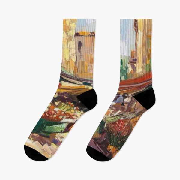 Item preview, Vibrant French Market in Sarlat-la-Canéda – Post-Impressionist Artwork designed and sold by CARRAANN.