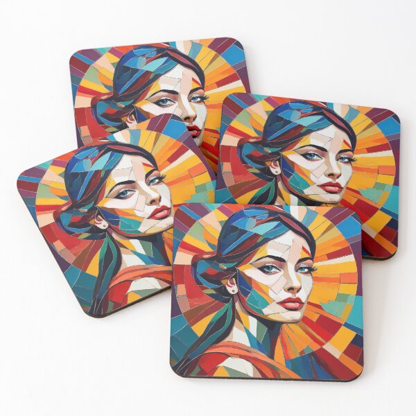 Aperçu de l'œuvre Portrait coloré et vibrant d'une déesse de style cubiste fracturé créée et vendue par Boxing Kangaroo Retail Company.