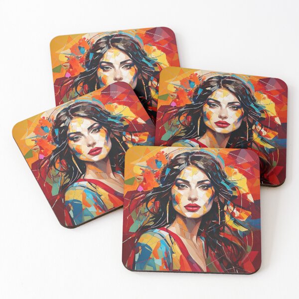 Item preview, Colourful vibrant fractured cubism style portrait of a goddess designed and sold by Boxing Kangaroo Retail Company.