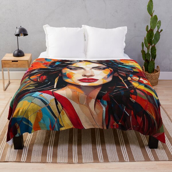 Item preview, Colourful vibrant fractured cubism style portrait of a goddess designed and sold by Boxing Kangaroo Retail Company.