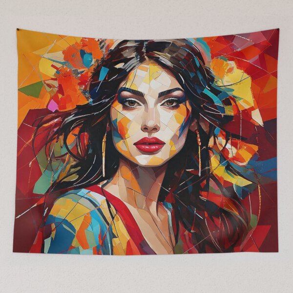 Item preview, Colourful vibrant fractured cubism style portrait of a goddess designed and sold by Boxing Kangaroo Retail Company.