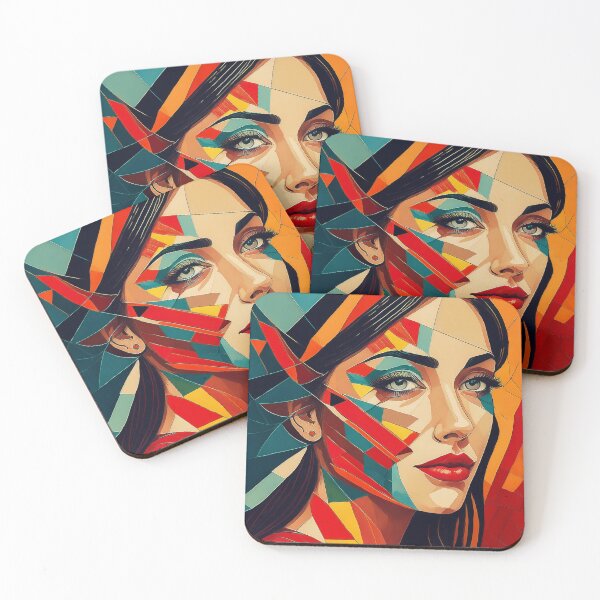 Aperçu de l'œuvre Portrait coloré et vibrant d'une déesse de style cubiste fracturé créée et vendue par Boxing Kangaroo Retail Company.