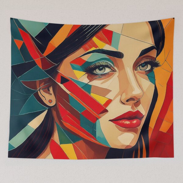 Item preview, Colourful vibrant fractured cubism style portrait of a goddess designed and sold by Boxing Kangaroo Retail Company.