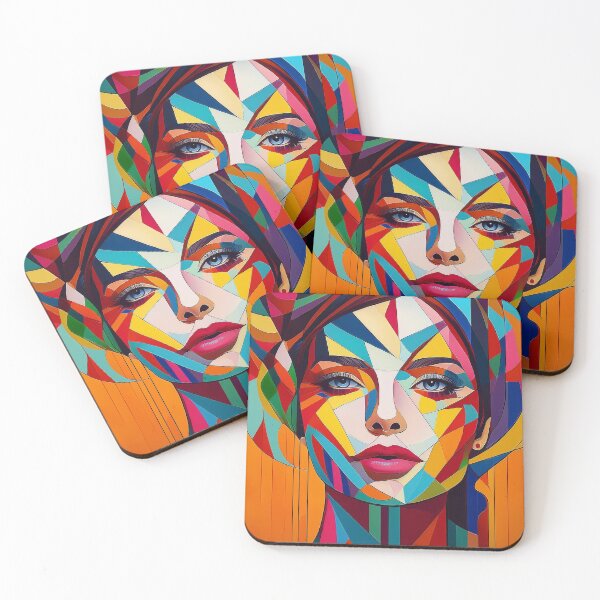 Item preview, Colourful vibrant fractured cubism style portrait of a goddess designed and sold by Boxing Kangaroo Retail Company.