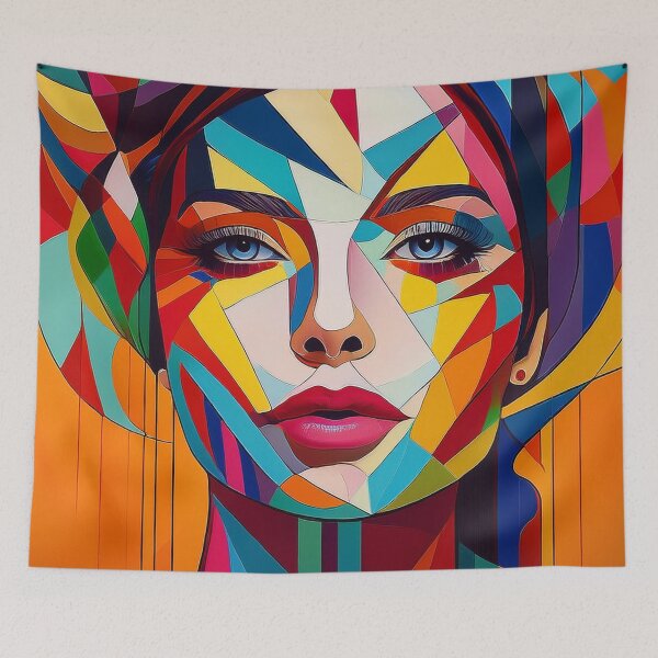 Item preview, Colourful vibrant fractured cubism style portrait of a goddess designed and sold by Boxing Kangaroo Retail Company.