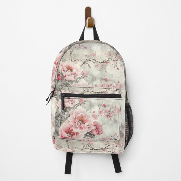 Item preview, cluster of peonies and cherry blossoms, painted with ink-wash designed and sold by SetMyHeart.