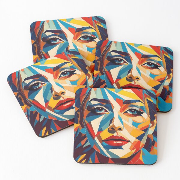 Aperçu de l'œuvre Portrait coloré et vibrant d'une déesse de style cubiste fracturé créée et vendue par Boxing Kangaroo Retail Company.