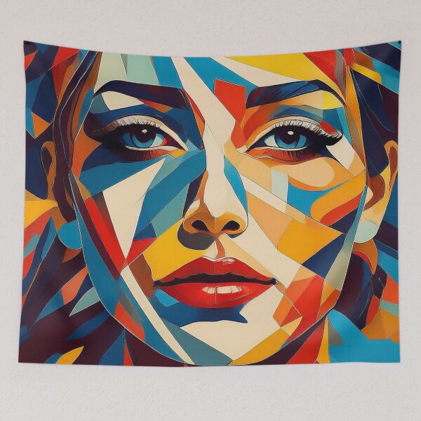 Item preview, Colourful vibrant fractured cubism style portrait of a goddess designed and sold by Boxing Kangaroo Retail Company.