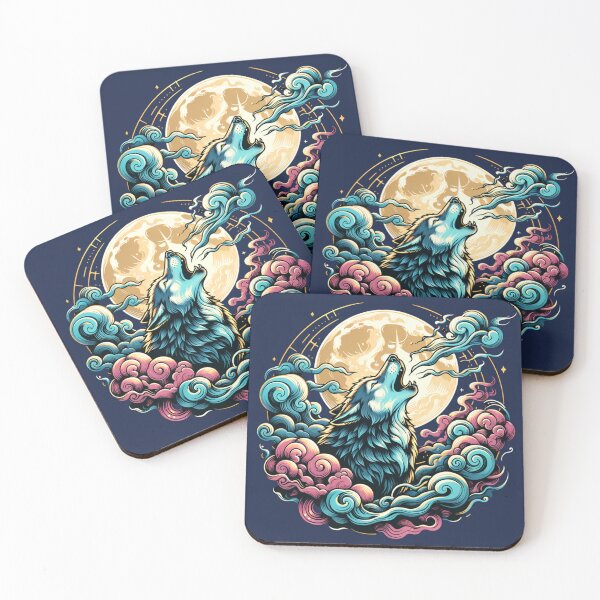 Item preview, Majestic Wolf Howling at Full Moon from Ethereal Clouds designed and sold by 2ndSketch.