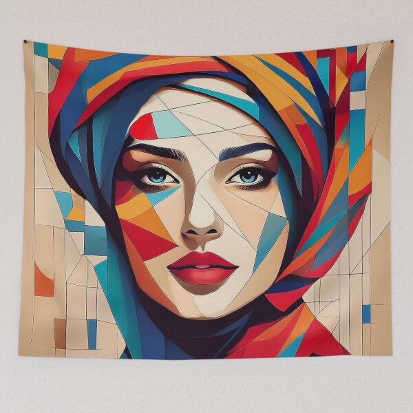 Item preview, Colourful vibrant fractured cubism style portrait of a goddess designed and sold by Boxing Kangaroo Retail Company.