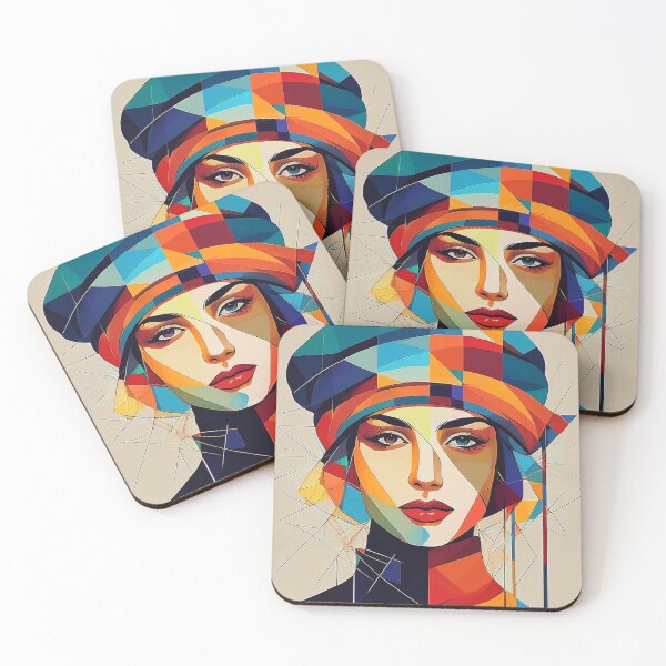Item preview, Colourful vibrant fractured cubism style portrait of a goddess designed and sold by Boxing Kangaroo Retail Company.