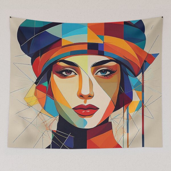Item preview, Colourful vibrant fractured cubism style portrait of a goddess designed and sold by Boxing Kangaroo Retail Company.