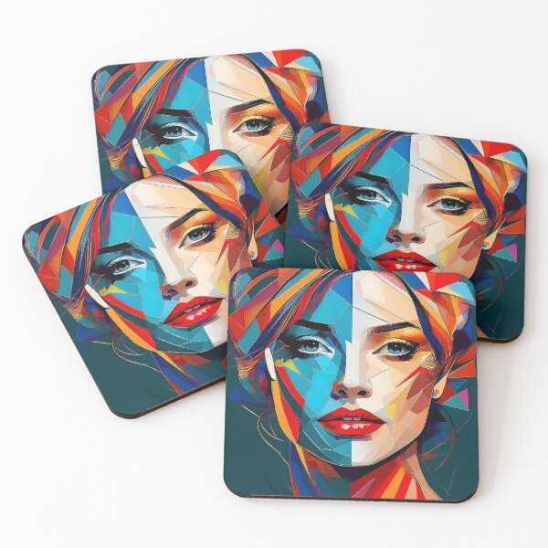 Aperçu de l'œuvre Portrait coloré et vibrant d'une déesse de style cubiste fracturé créée et vendue par Boxing Kangaroo Retail Company.