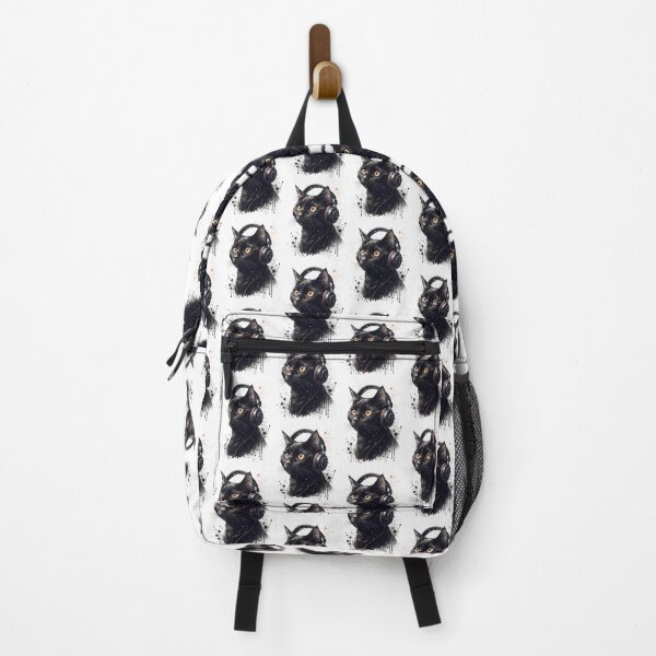 Item preview, Cool black cat wearing headphones designed and sold by glenwith1na.