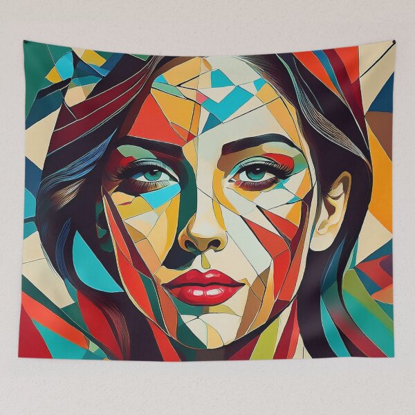Item preview, Colourful vibrant fractured cubism style portrait of a goddess designed and sold by Boxing Kangaroo Retail Company.