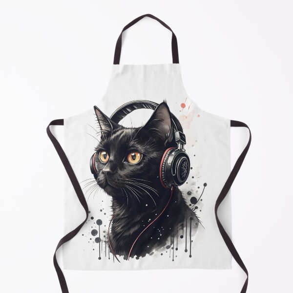 Item preview, Cool black cat wearing headphones designed and sold by glenwith1na.