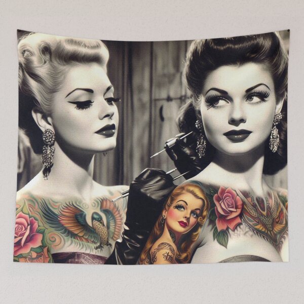 Item preview, Vintage Tattoo Girls designed and sold by PulpVintage.