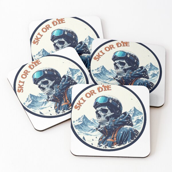 Item preview, Ski or die, ski, skier, ski skull, apres ski, skull skier, cold, zombie skier, ghost, thrash, ride designed and sold by SavageLegion.