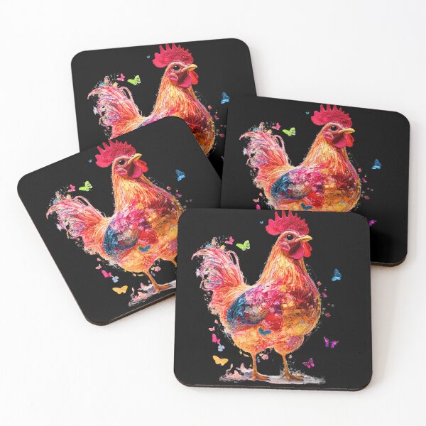 Item preview, Colorful Chicken with Butterflies designed and sold by ACastilloArt.