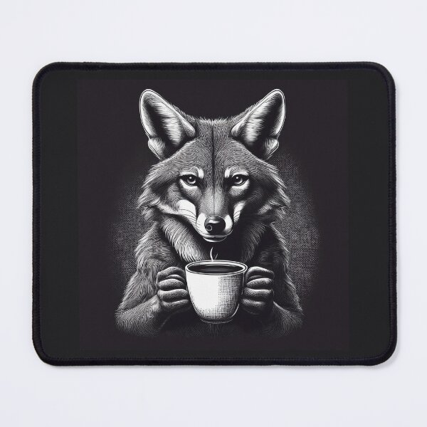 Item preview, funny up all night coyote drinking coffee designed and sold by Boxing Kangaroo Retail Company.