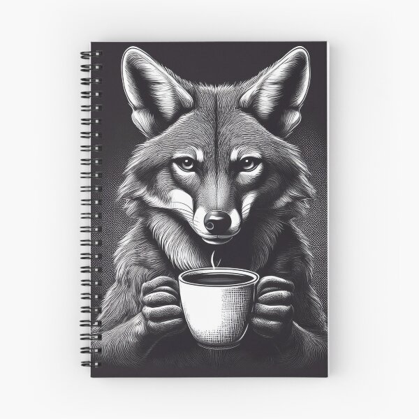 Item preview, funny up all night coyote drinking coffee designed and sold by Boxing Kangaroo Retail Company.
