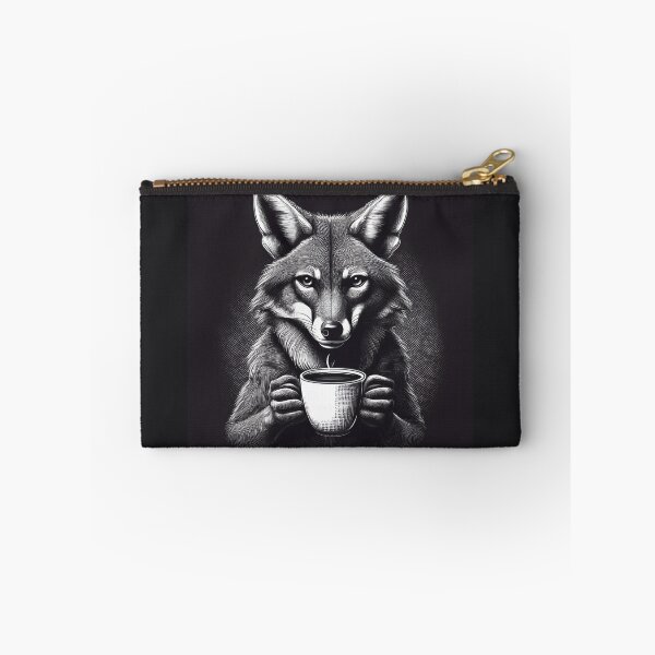 Item preview, funny up all night coyote drinking coffee designed and sold by Boxing Kangaroo Retail Company.