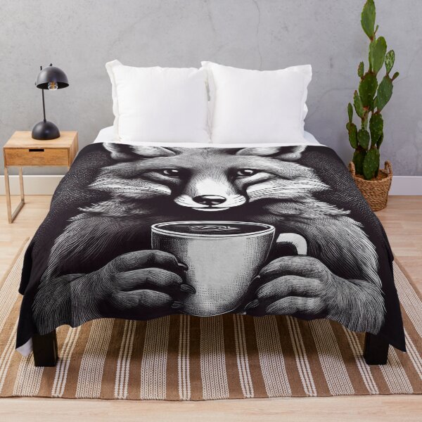 Item preview, funny up all night fox drinking coffee designed and sold by Boxing Kangaroo Retail Company.