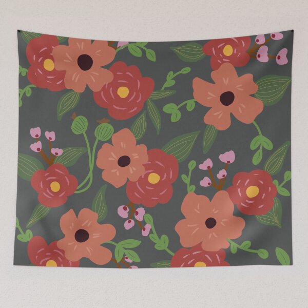 Item preview, Warm botanical flower on gray designed and sold by Neeshki.