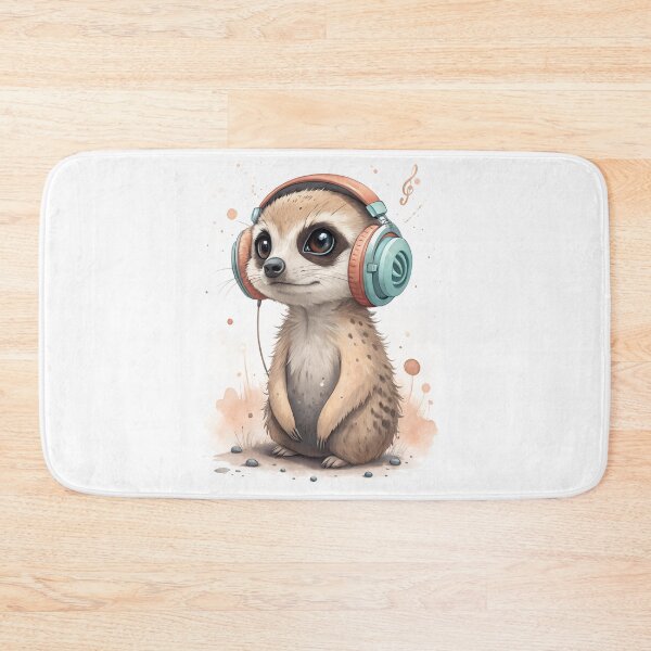 Item preview, Cool kawaii meerkat wearing headphones designed and sold by glenwith1na.