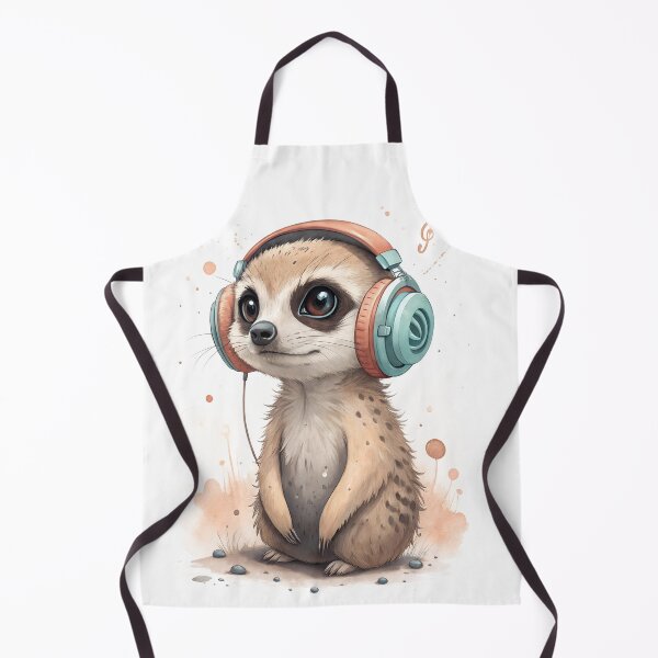 Item preview, Cool kawaii meerkat wearing headphones designed and sold by glenwith1na.