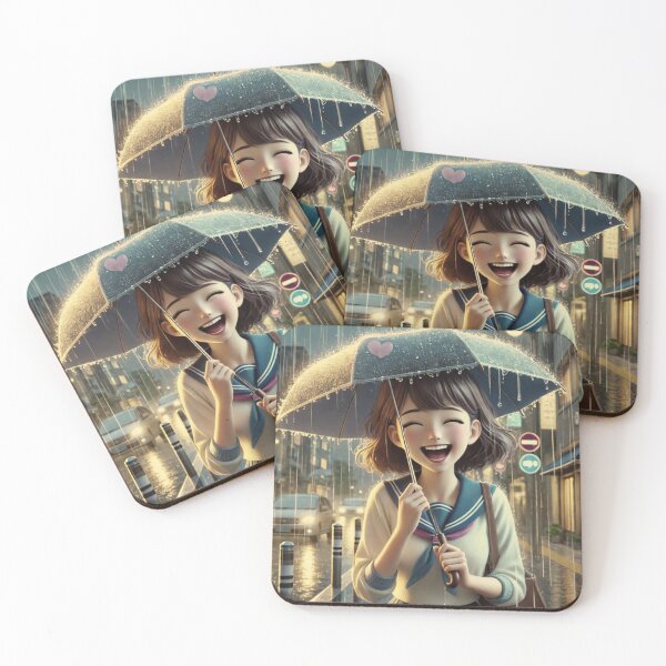 Item preview, Happy Girl Dancing in Rain, Urban Umbrella Romance. designed and sold by choder61.