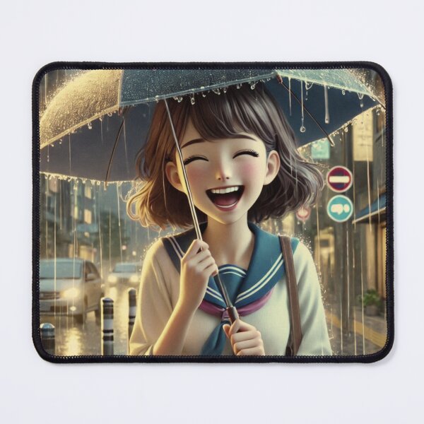 Item preview, Happy Girl Dancing in Rain, Urban Umbrella Romance. designed and sold by choder61.