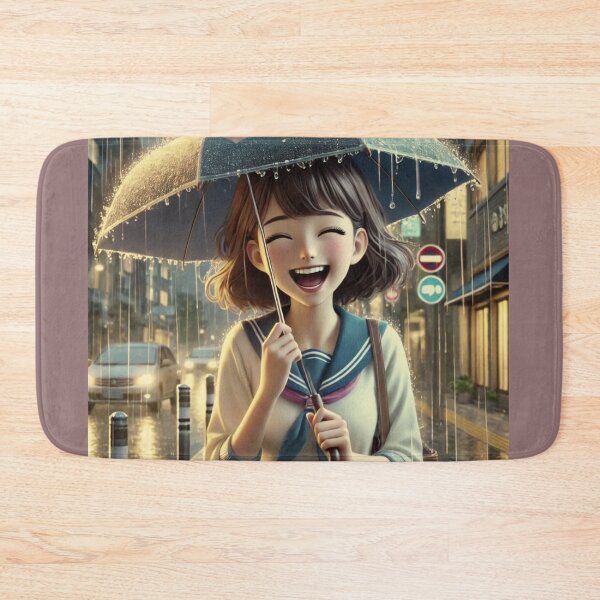 Item preview, Happy Girl Dancing in Rain, Urban Umbrella Romance. designed and sold by choder61.