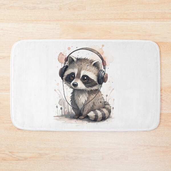 Item preview, Cool kawaii racoon wearing headphones designed and sold by glenwith1na.