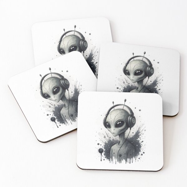 Item preview, Cool alien wearing headphones designed and sold by glenwith1na.