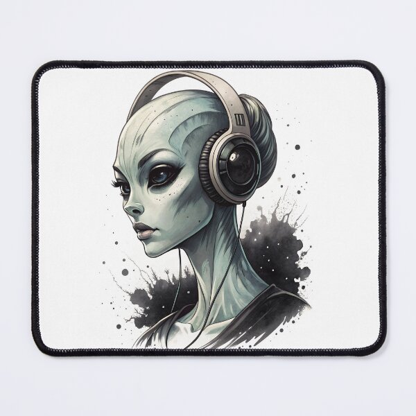 Item preview, Cool female alien wearing headphones designed and sold by glenwith1na.