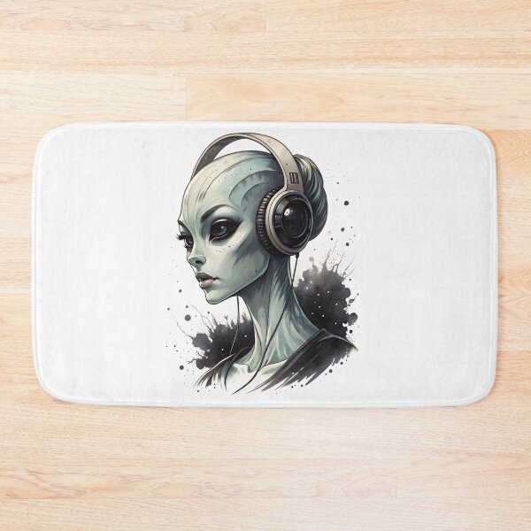 Item preview, Cool female alien wearing headphones designed and sold by glenwith1na.