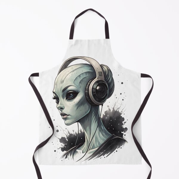 Item preview, Cool female alien wearing headphones designed and sold by glenwith1na.