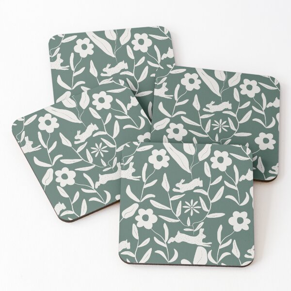 Item preview, Hidden Rabbit Illustration Art in the Forest - Green gray forest designed and sold by Dossen Design.