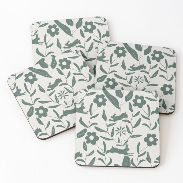 Item preview, Hidden Rabbit Illustration Art in the Forest - Dark Green and white designed and sold by Dossen Design.