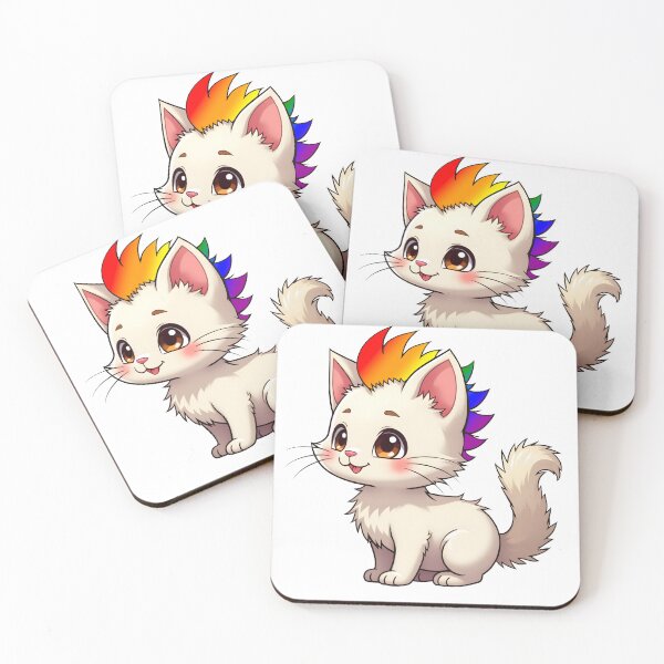 Item preview, Adorable Kawaii Kitty with Cute LGBTQ Pride Rainbow Mohawk designed and sold by Travelslightly.