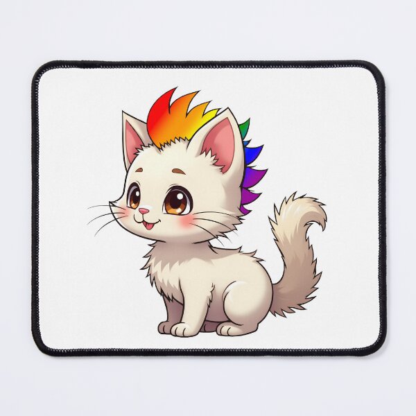 Item preview, Adorable Kawaii Kitty with Cute LGBTQ Pride Rainbow Mohawk designed and sold by Travelslightly.