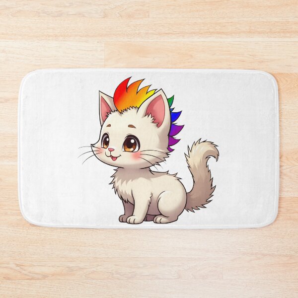 Item preview, Adorable Kawaii Kitty with Cute LGBTQ Pride Rainbow Mohawk designed and sold by Travelslightly.