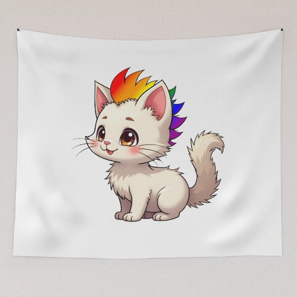 Item preview, Adorable Kawaii Kitty with Cute LGBTQ Pride Rainbow Mohawk designed and sold by Travelslightly.