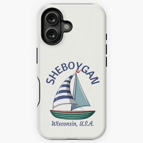 Item preview, Quaint Sheboygan Wisconsin Sailing- Blue Text designed and sold by TimelessLocales.