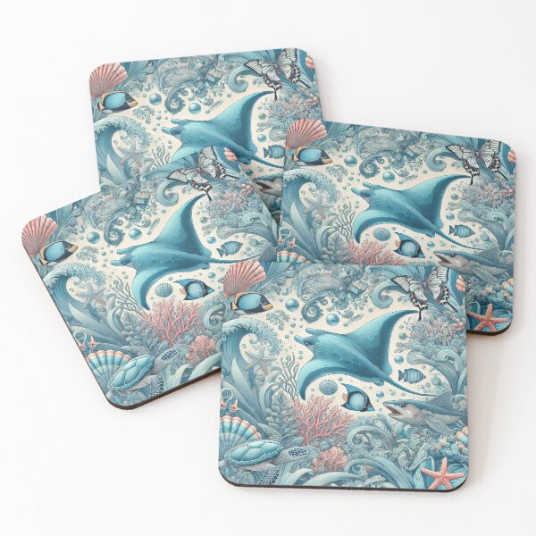 Item preview, Manta Ray - Colourful Pastel Scuba Diving Pattern designed and sold by SLGA-Designs.