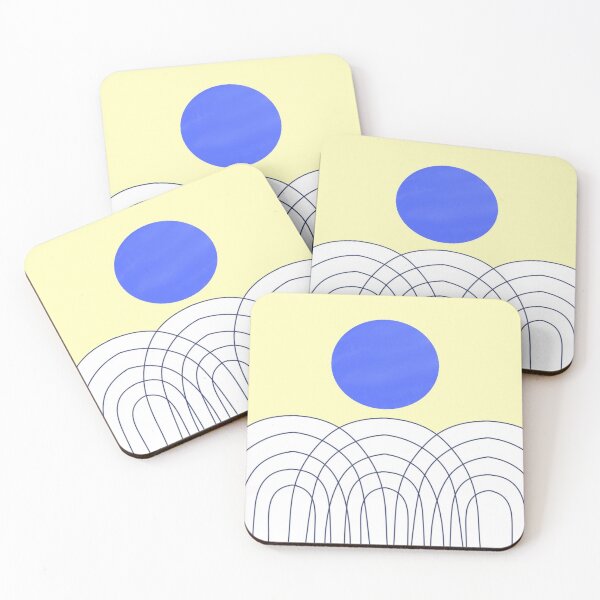 Item preview, Abstract Illustration of a Blue Circle with Overlapping Lines on a Yellow Background designed and sold by Beautiful art store.