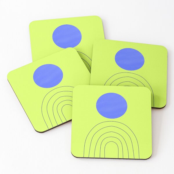 Item preview, Vibrant Abstract Art with Blue Circle and Curved Patterns on Green Background designed and sold by Beautiful art store.