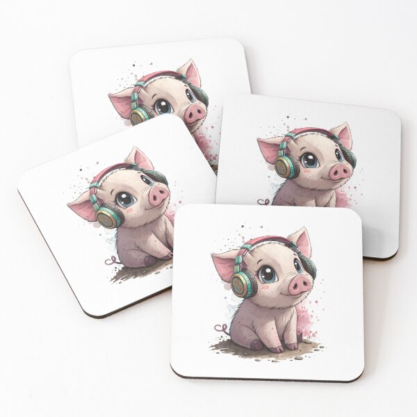 Item preview, Cool kawaii pig wearing headphones designed and sold by glenwith1na.