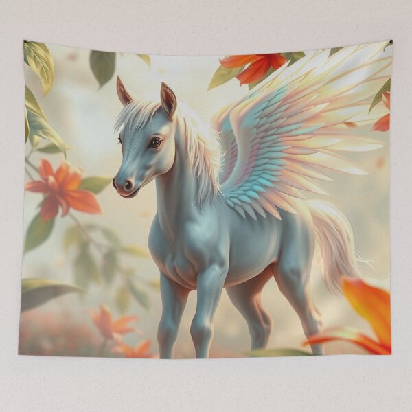 Item preview, Young Pegasus Filly and Flowers designed and sold by Skye Ryan-Evans.